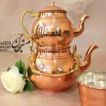 ست کتری و قوری مسی دسته برنجی با طراحی سنتی