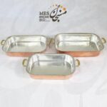 سوفله خوری/دیس مسی مستطیل دسته برنجی
