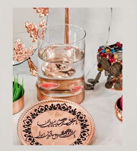 تنگ ماهی ترکیب مس و شیشه تنگ ماهی ترکیب مس و شیشه