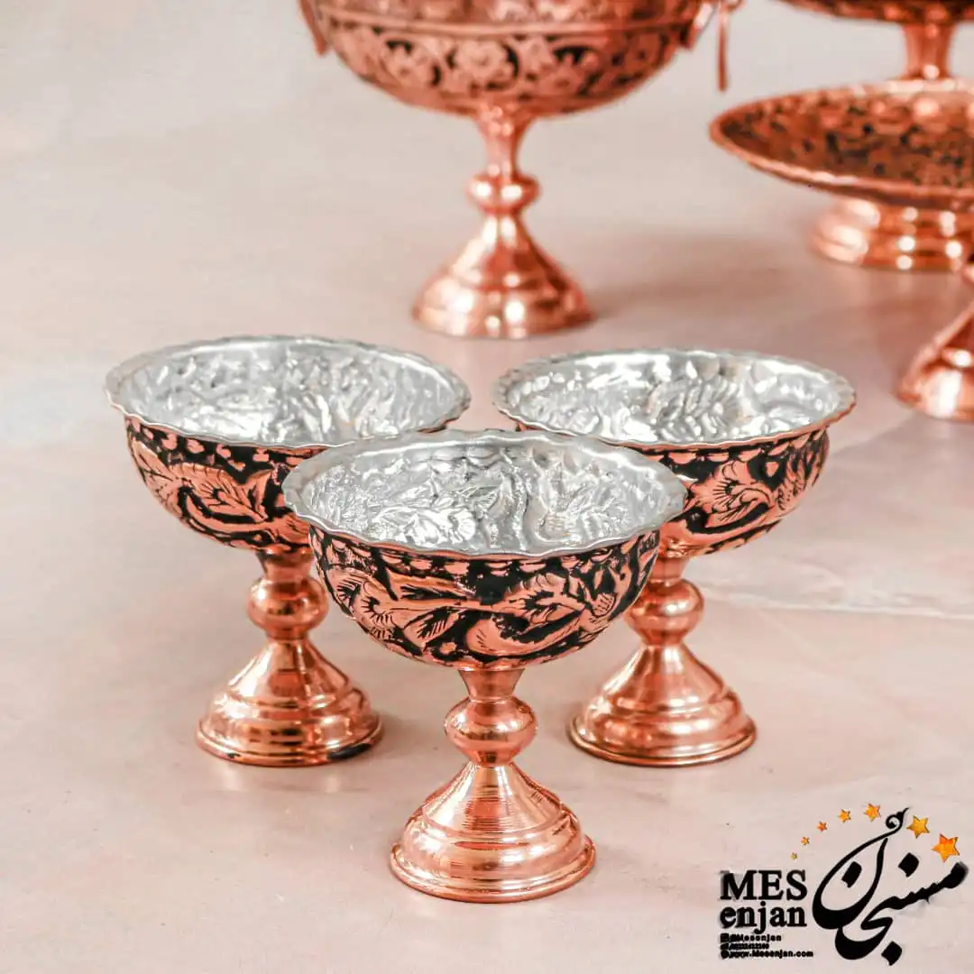 هفت سین و جام آجیل سیاه قلم مسی هفت سین و جام آجیل سیاه قلم مسی