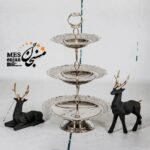شیرینی خوری سه طبقه ریز گل کروم