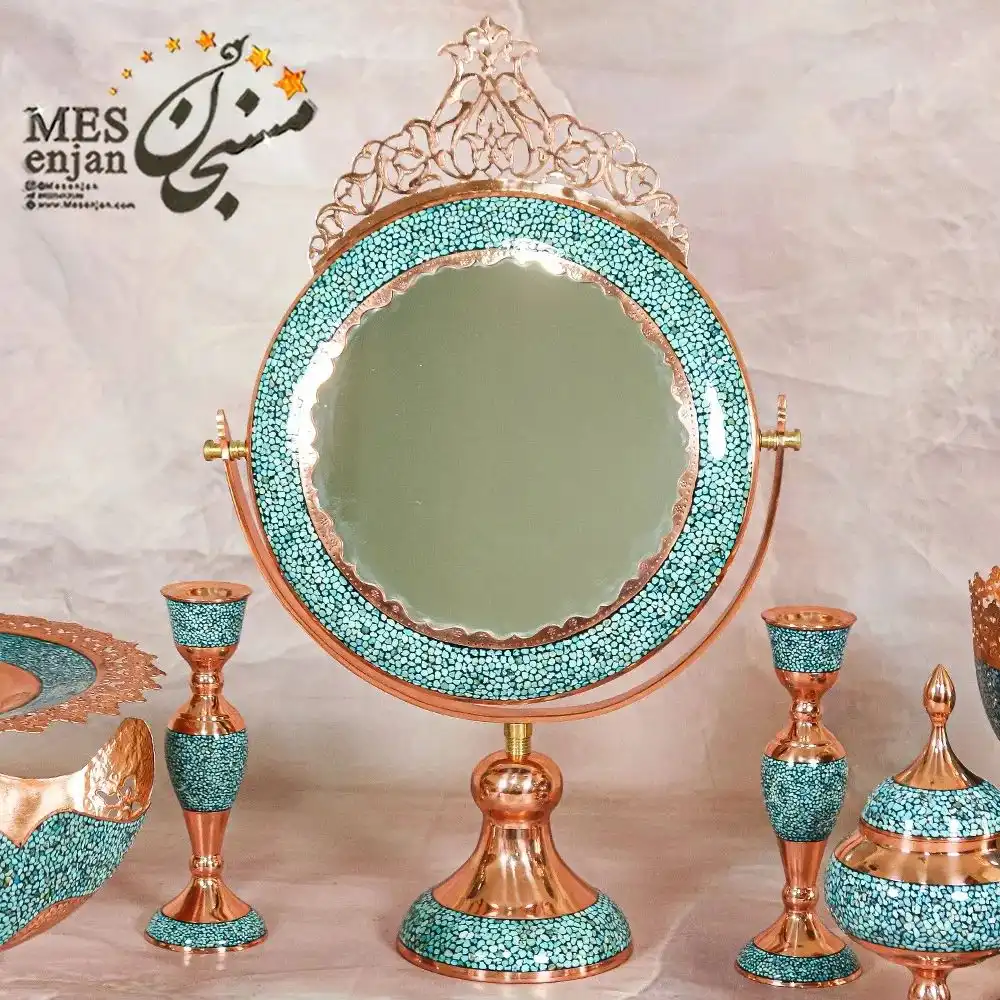 آینه گرد تاج دار فیروزه کوب