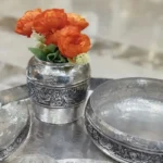گلدان قلع طرح دار دست‌ساز