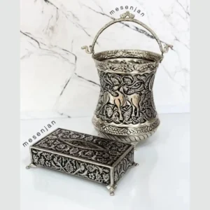 سطل و جا دستمالی سفید قلم