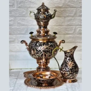 سرویس سماور الماس تراش نقره کوب