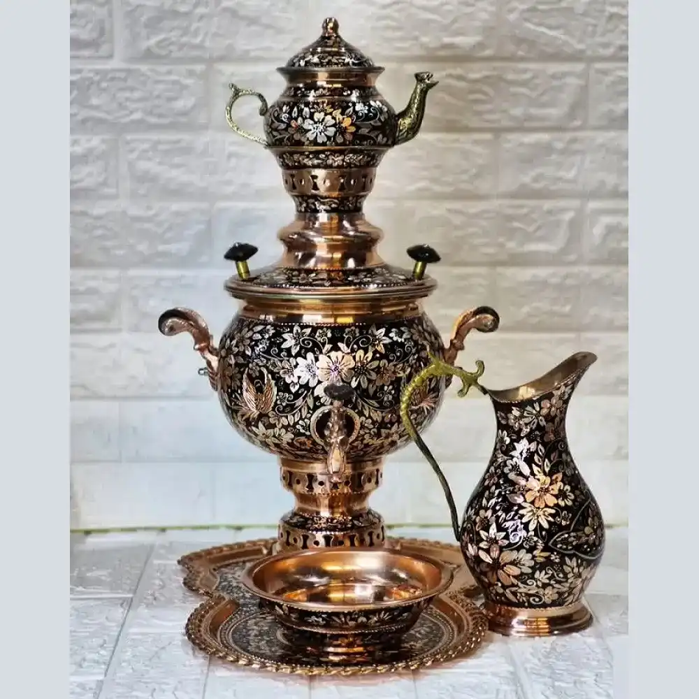 سرویس سماور الماس تراش نقره کوب سرویس سماور الماس تراش نقره کوب