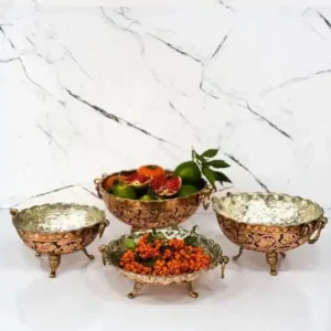 سرویس سیاه قلم مسی سه پایه کوتاه