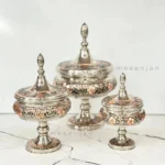 ست آجیل‌خوری، شکلات‌خوری و قندان مدل لونا | درخشش هنر مدرن در پذیرایی شما