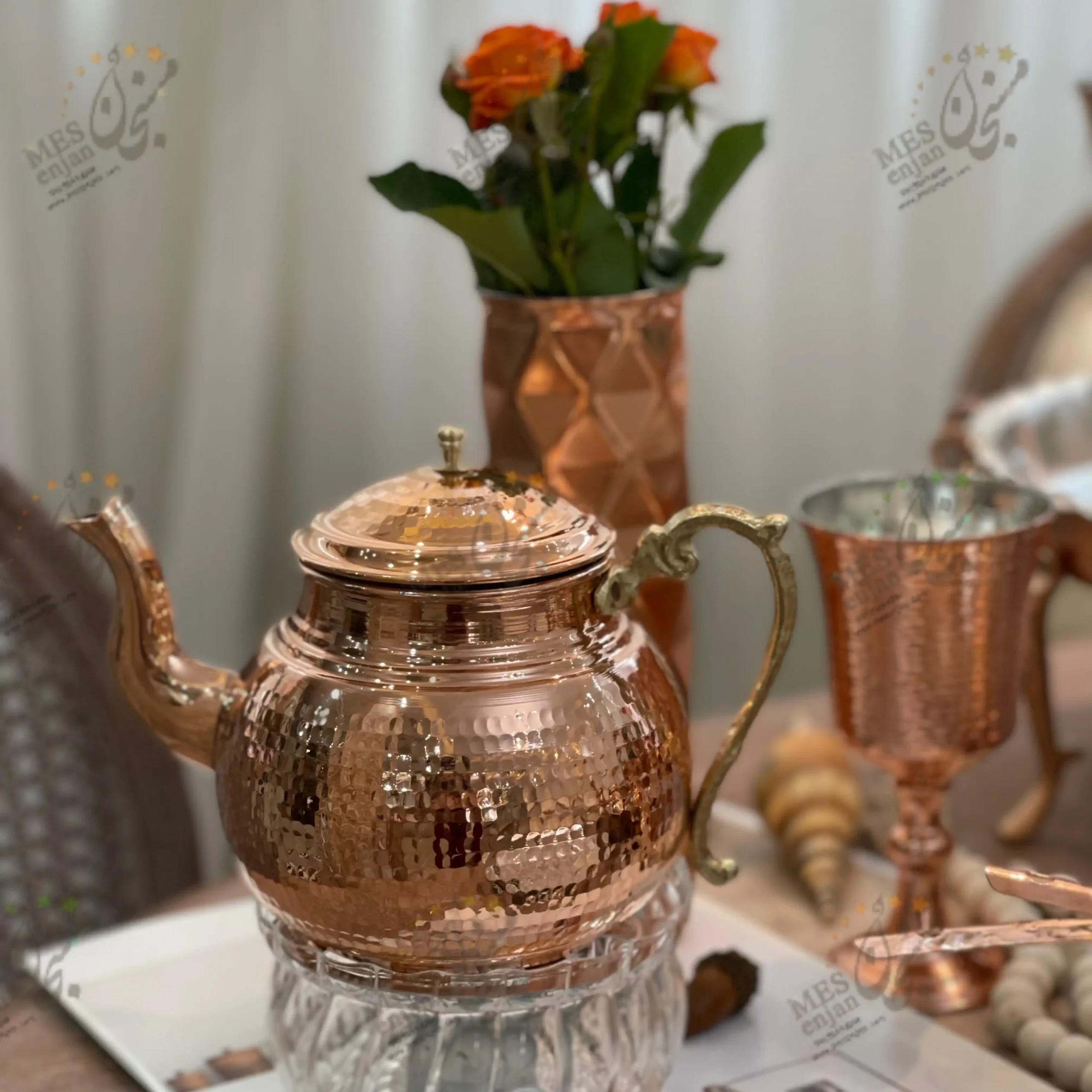 Handmade-Hammered-Copper-Teapot-1Liter قوری مسی چکشی یک لیتری