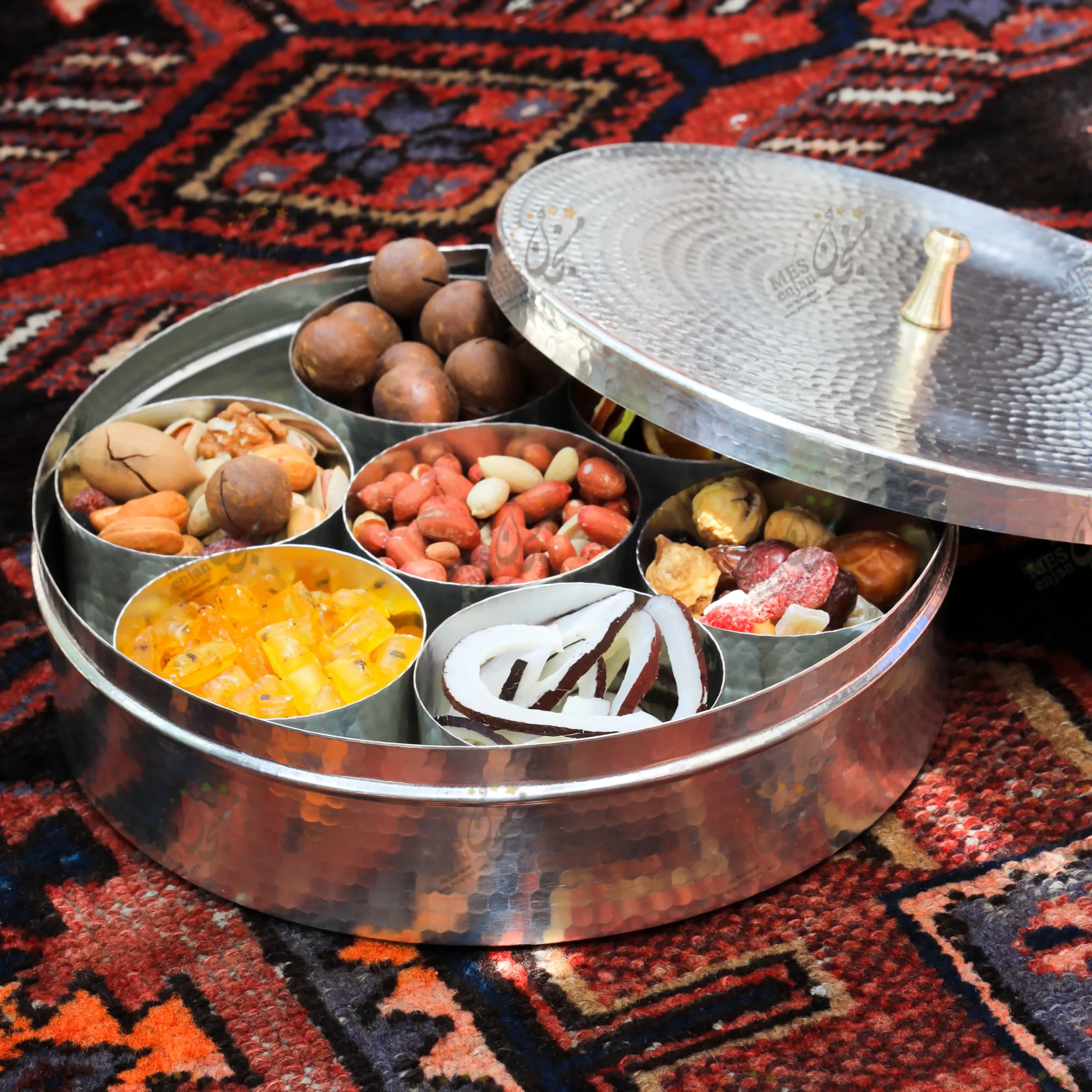 Handmade-Tinned-Copper-Appetizer-Tray-Mesenjan اردو خوری مسی قلع شده دستساز