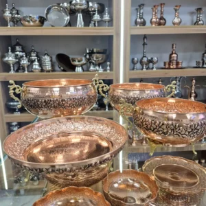 سرویس پذیرایی نیلوفر مسی با طراحی شیک و سنتی، مناسب پذیرایی و دکور منزل