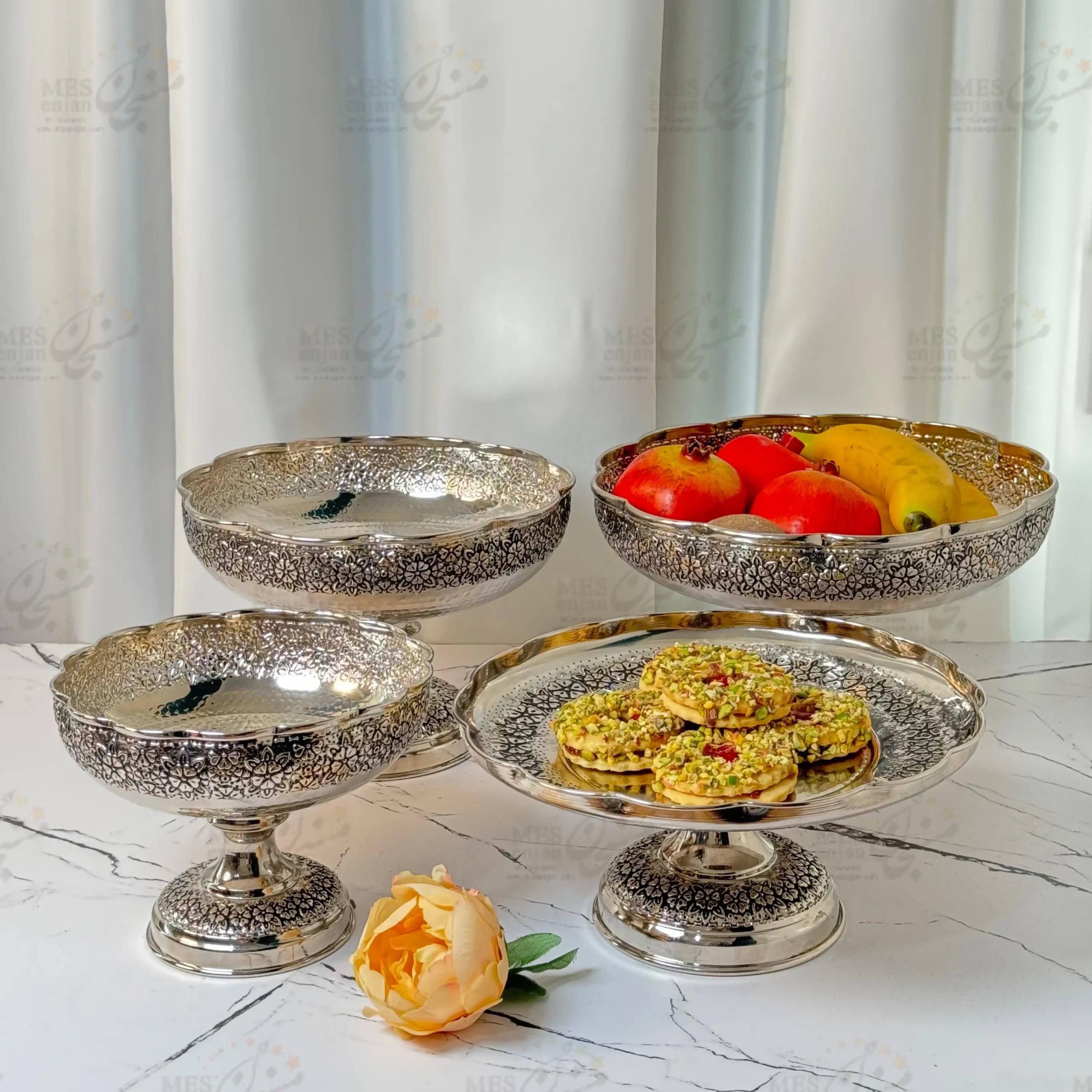 Rose-Copper-Chrome-Serving-Set-Mesenjan سرویس پذیرایی کروم رز مس