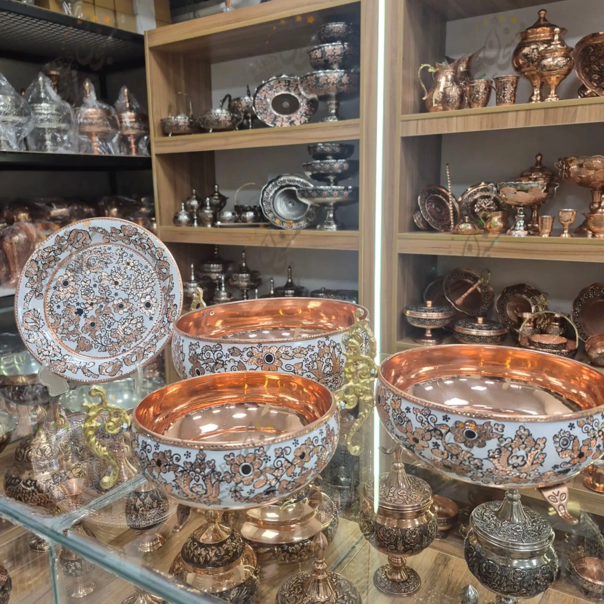 Royal-Silver-Inlaid-Serving-Set-No-Base سرویس پذیرایی نقره کوب سلطنتی