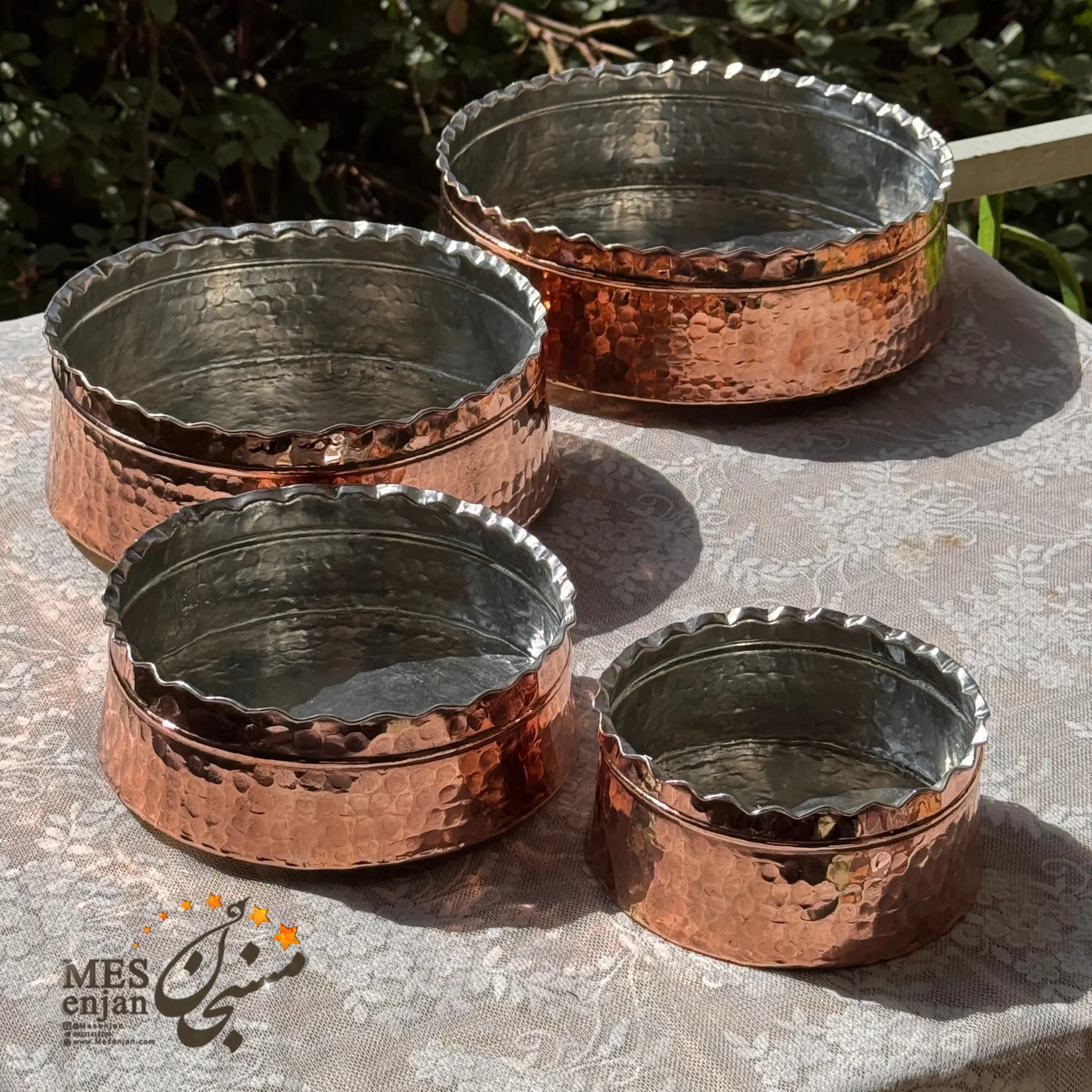 تشتک مسی در 4 سایز مختلف تشتک مسی در 4 سایز مختلف